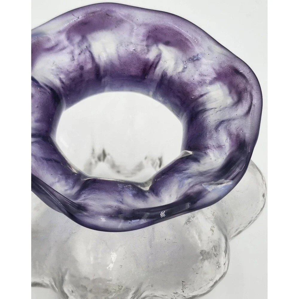 Vintage Melon Shaped Vase- Amethyst to Clear Glass 4”
